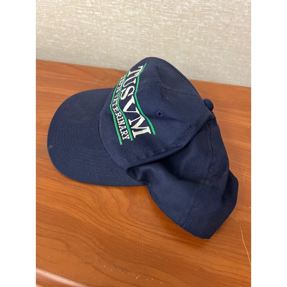 Vtg TUSVM Tufts Veterinary Navy Blue Snapback Hat Boston University 90s